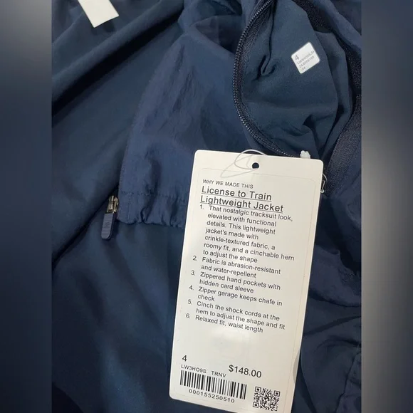 Lululemon Athletica License to Train Lightweight Jacket True Navy Size 4 - Picture 5 of 8